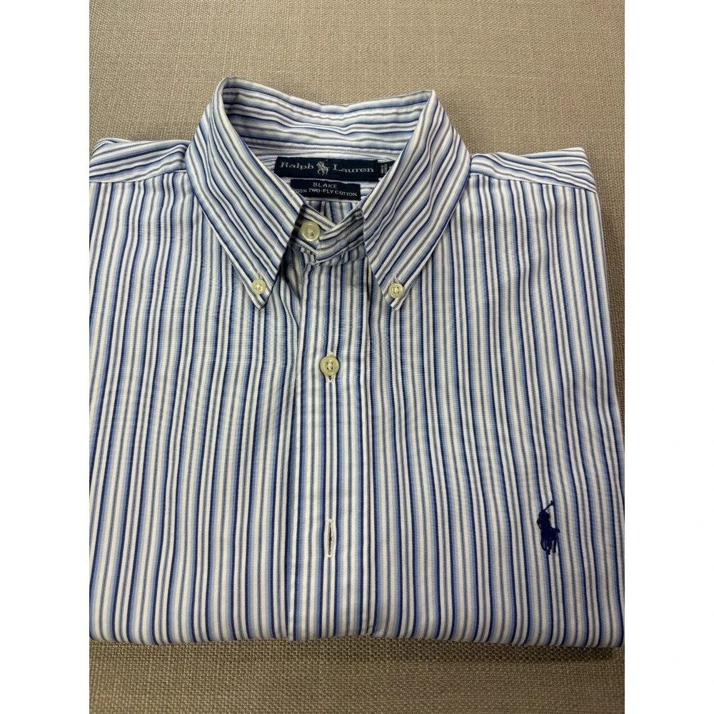 Polo Ralph Lauren Men's Blake White Blue Long Sleeve Button Down Size L